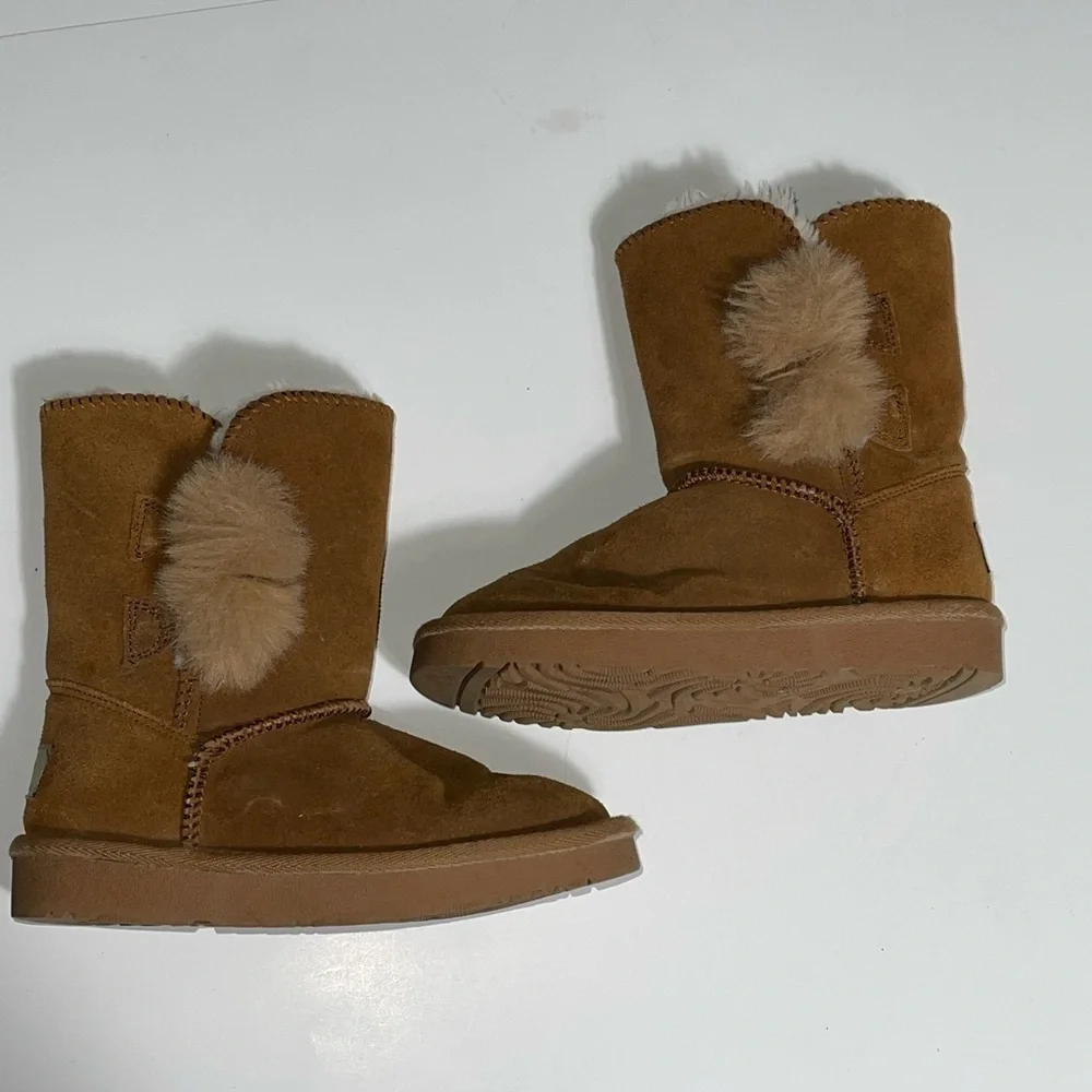 DREAM PAIRS Girls Boots Winter Snow Suede Mid Calf Boots Faux Fur Lined Fuzzy 12